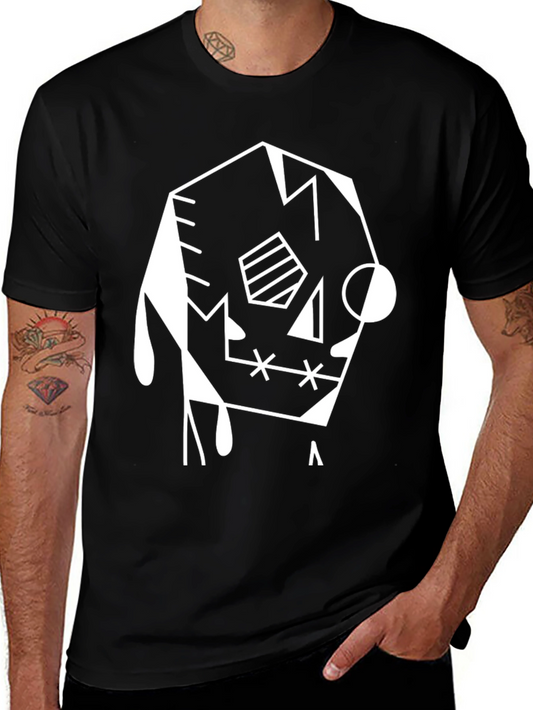 Abstract Geometric Graphic T-Shirt - Black