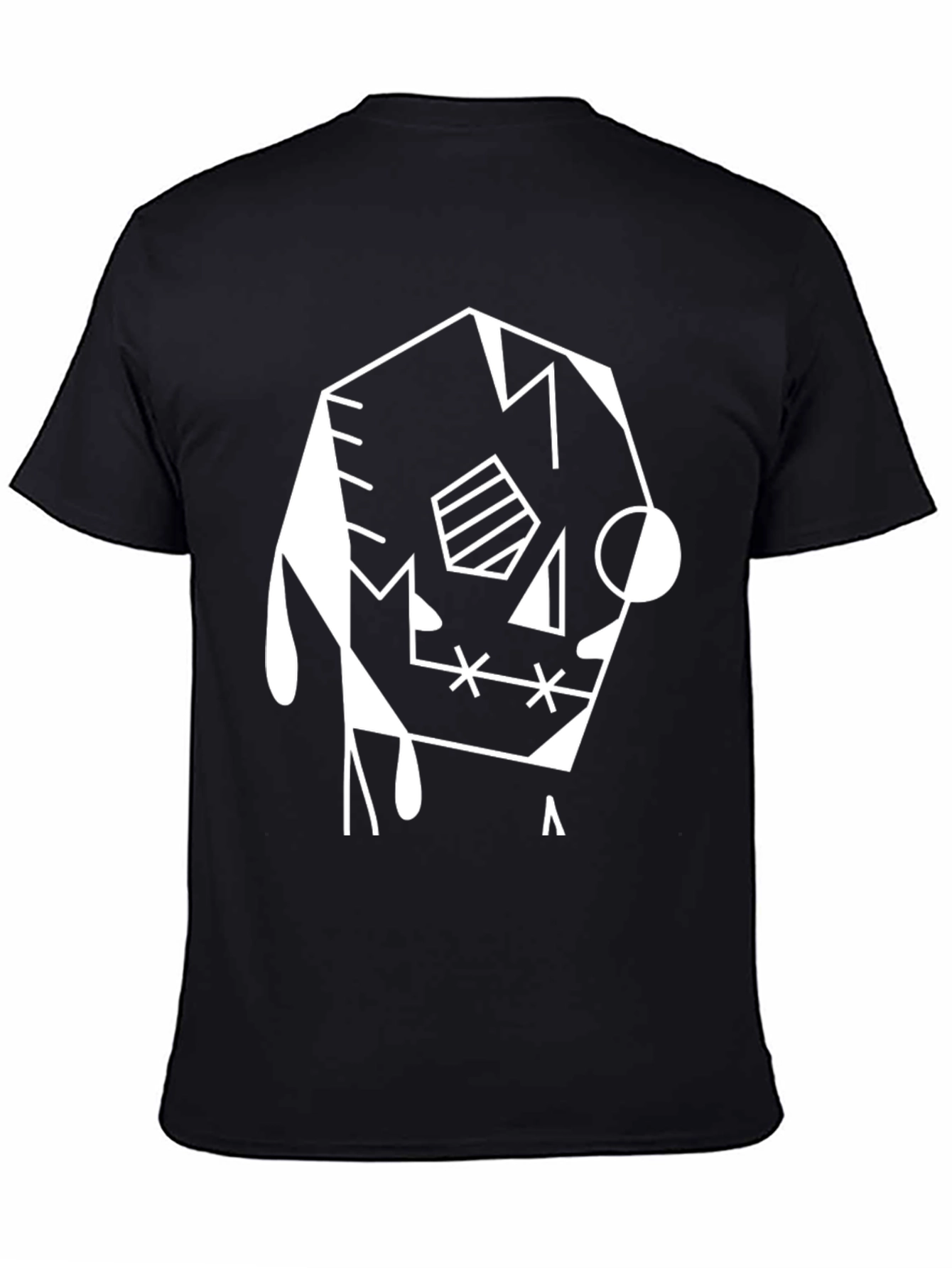 Abstract Geometric Graphic T-Shirt - Black