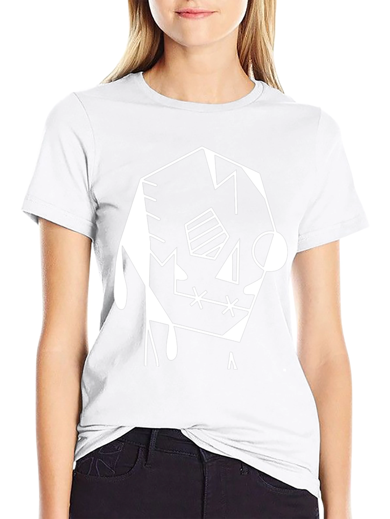 Abstract Geometric Graphic T-Shirt - Black
