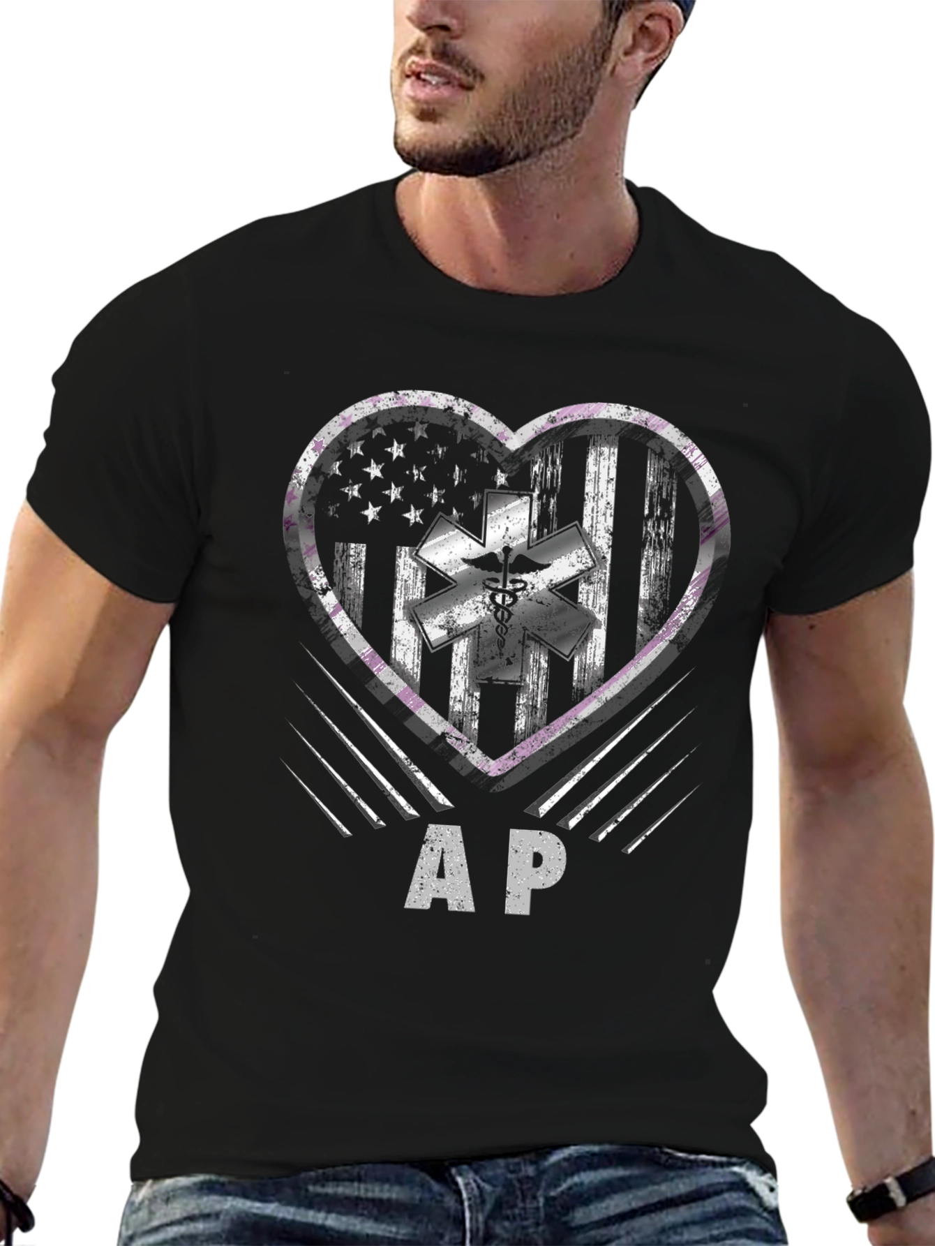 Patriotic EMS Heart T-Shirt