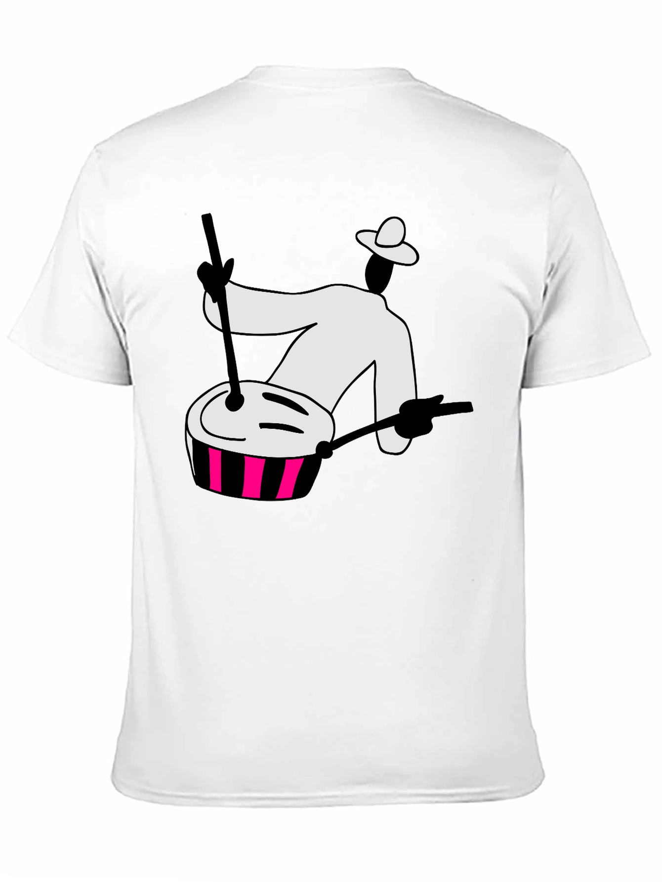 Black Graphic T-Shirt with Drummer Design