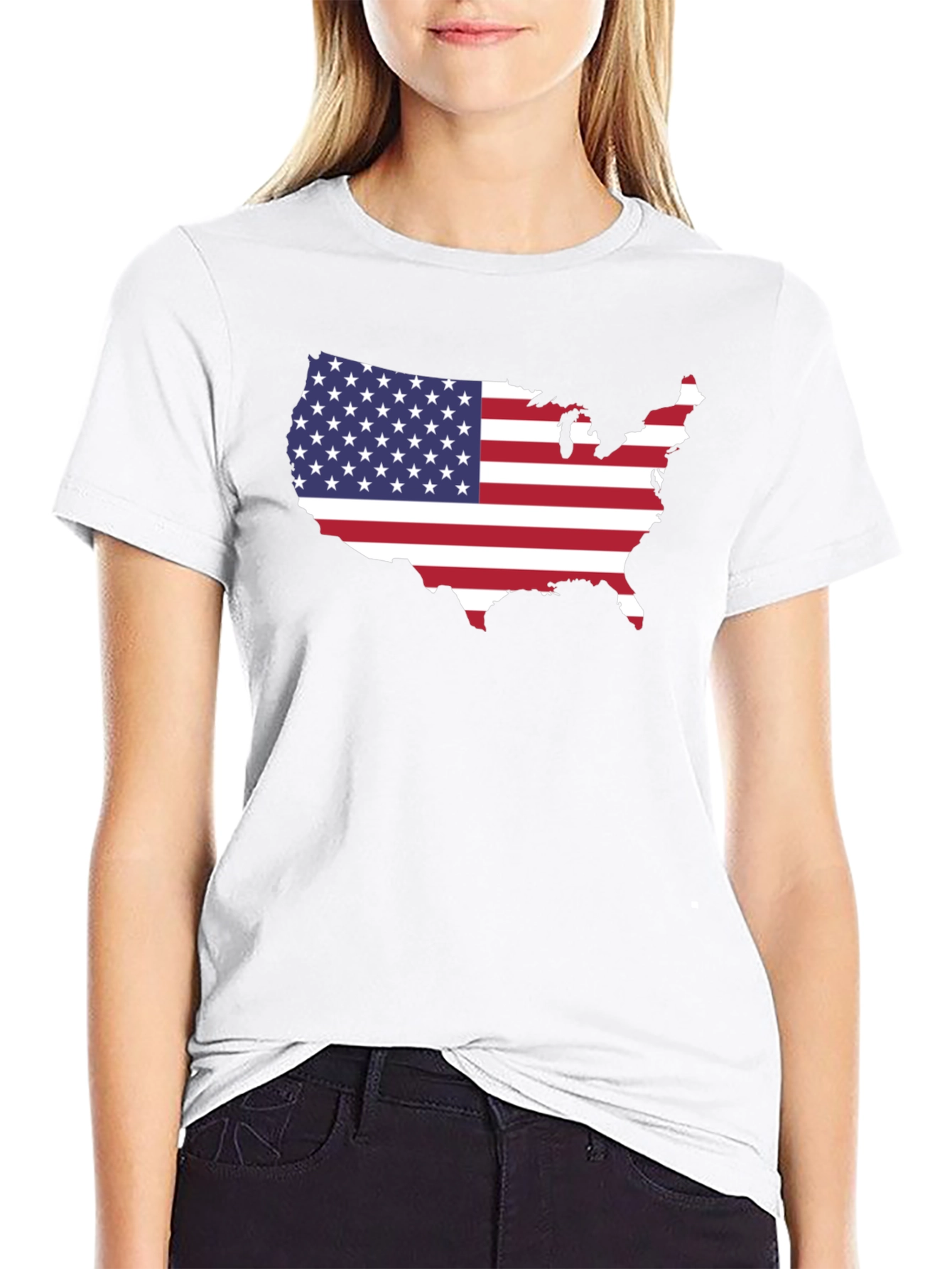 USA Flag Map Graphic Tee - Black