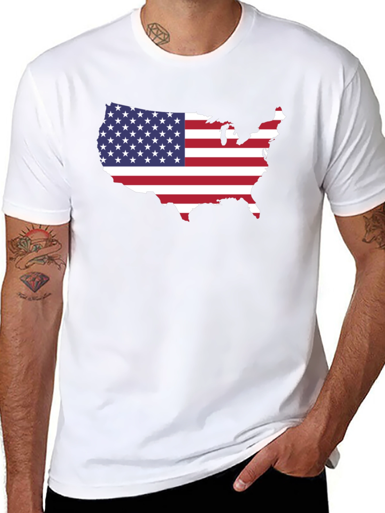 USA Flag Map Graphic Tee - Black