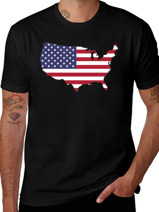 USA Flag Map Graphic Tee - Black