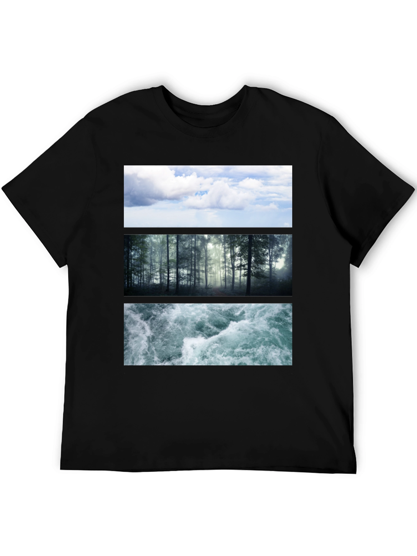 Nature Collage T-Shirt: Sky Forest Water Graphic Tee