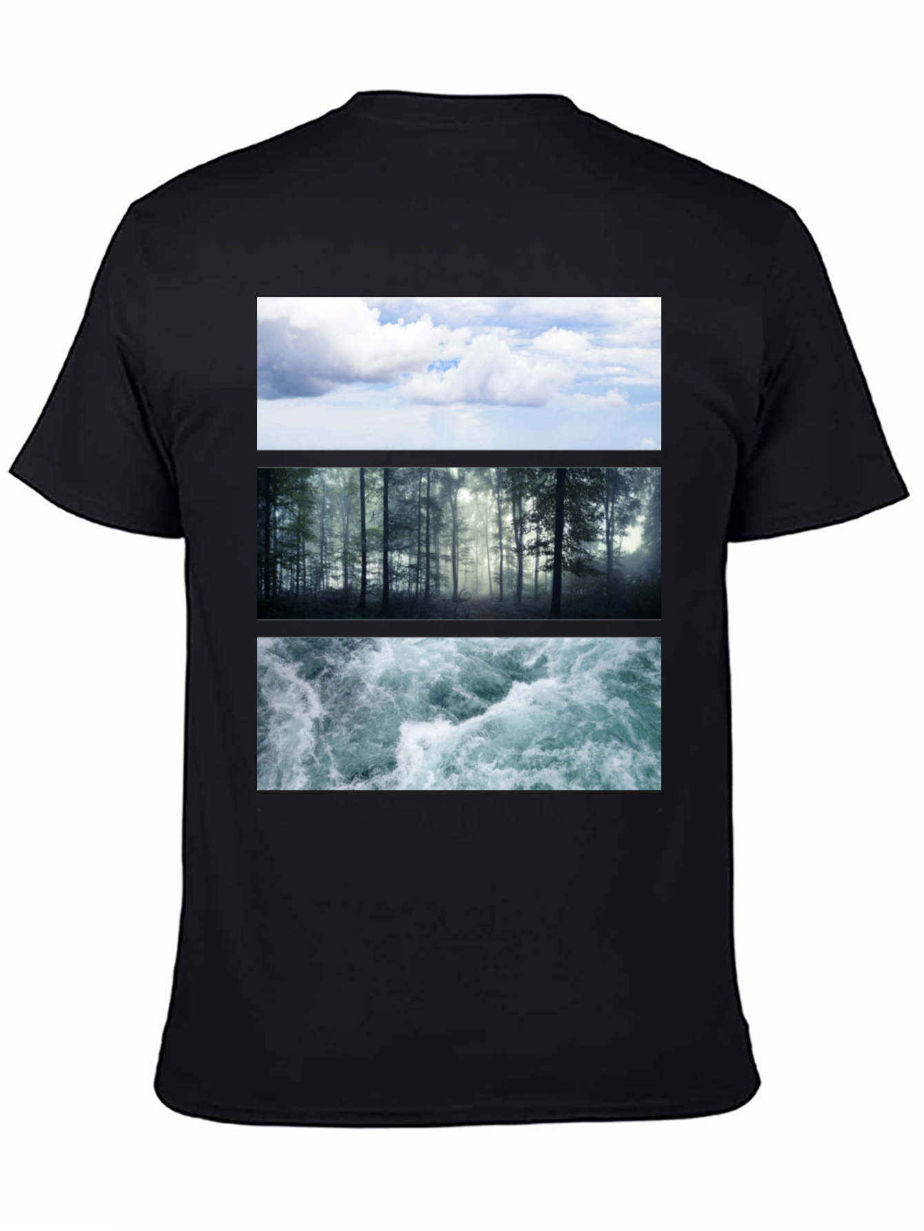 Nature Collage T-Shirt: Sky Forest Water Graphic Tee