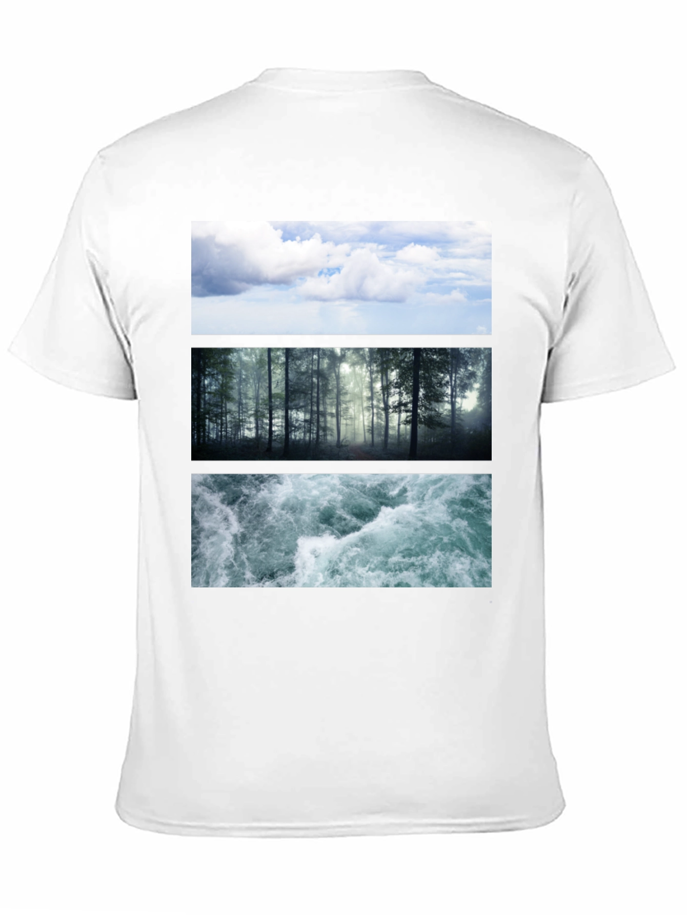 Nature Collage T-Shirt: Sky Forest Water Graphic Tee