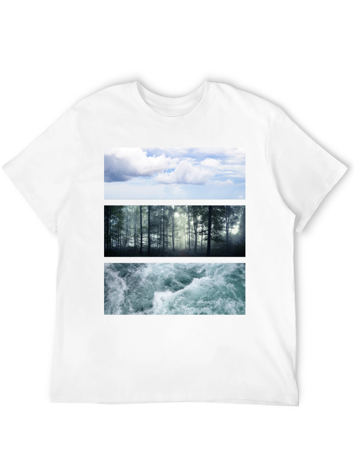 Nature Collage T-Shirt: Sky Forest Water Graphic Tee