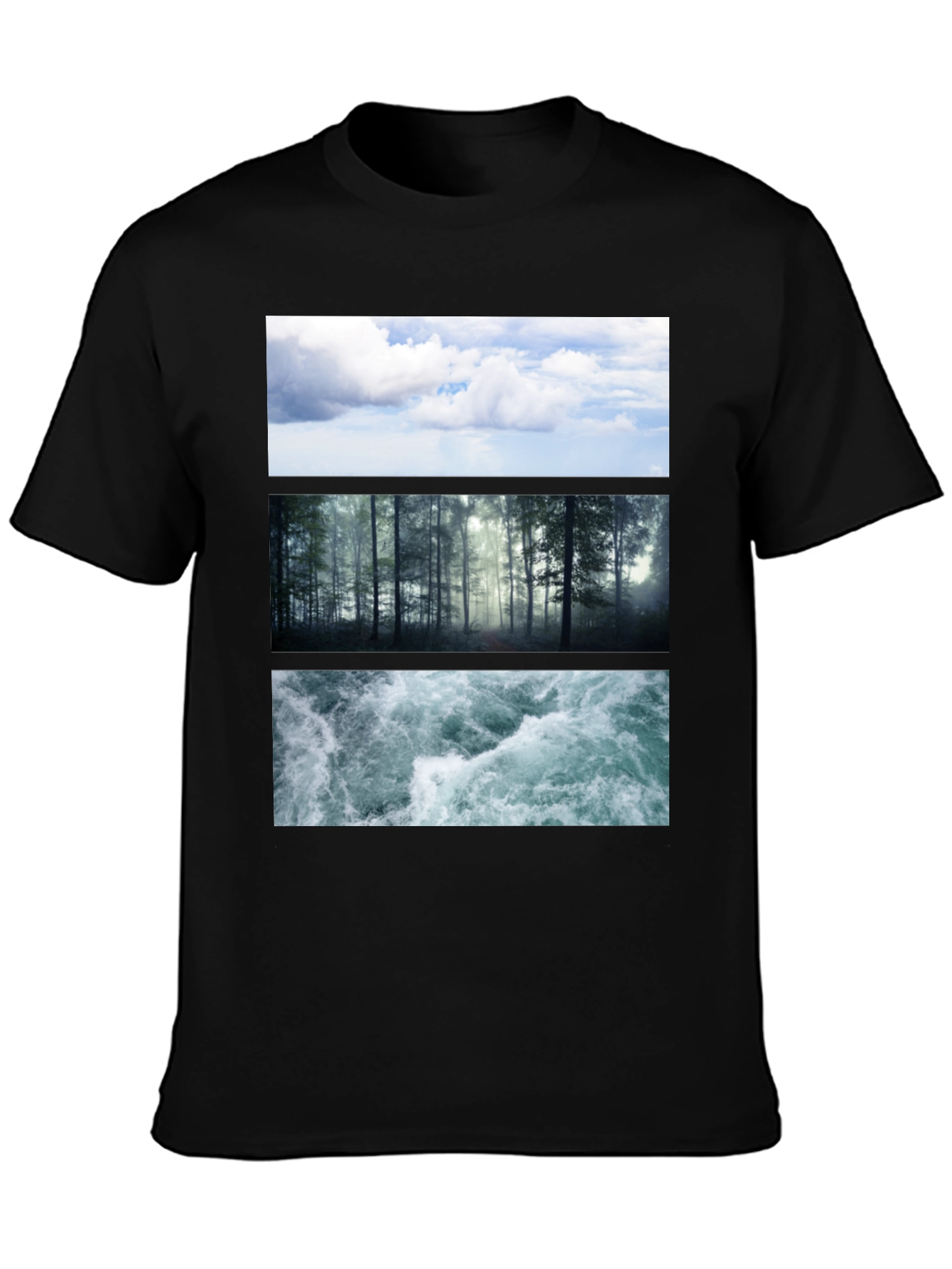 Nature Collage T-Shirt: Sky Forest Water Graphic Tee