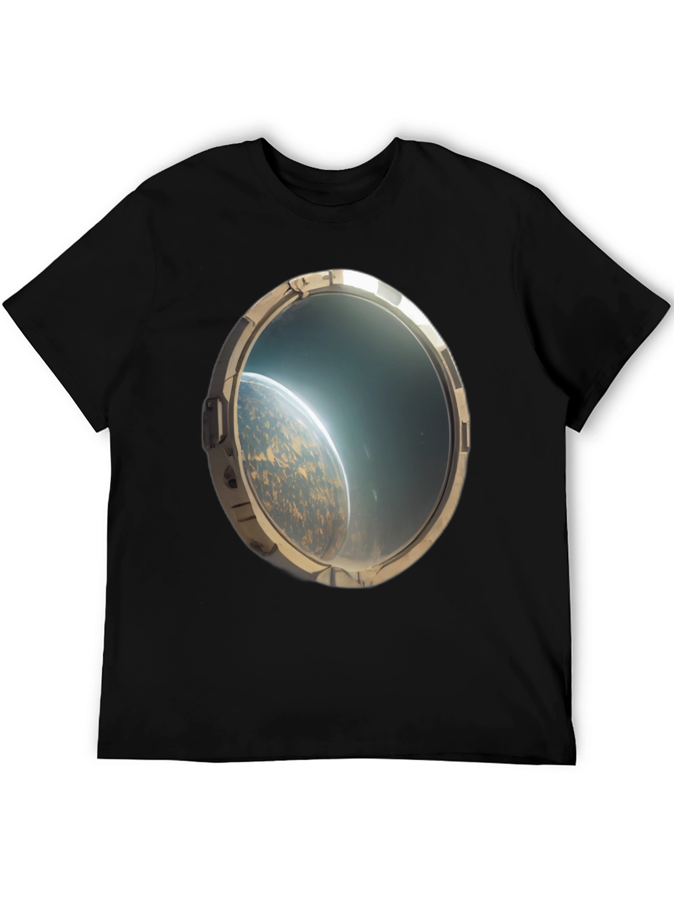 Space Porthole Black Tee - See the Cosmos!