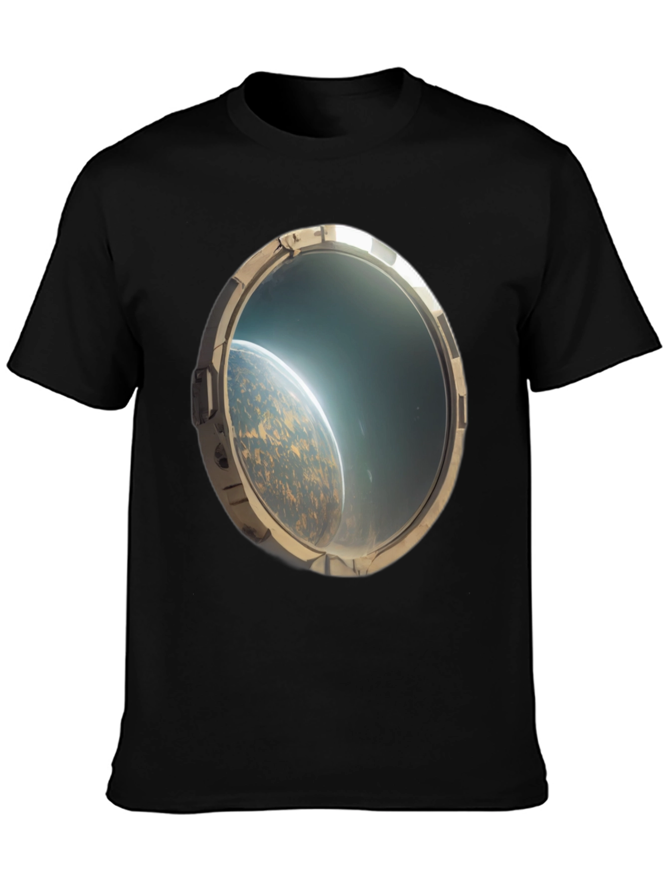 Space Porthole Black Tee - See the Cosmos!