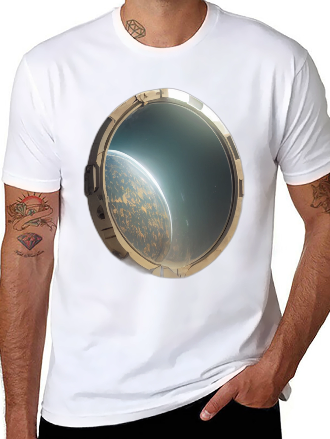 Space Porthole Black Tee - See the Cosmos!