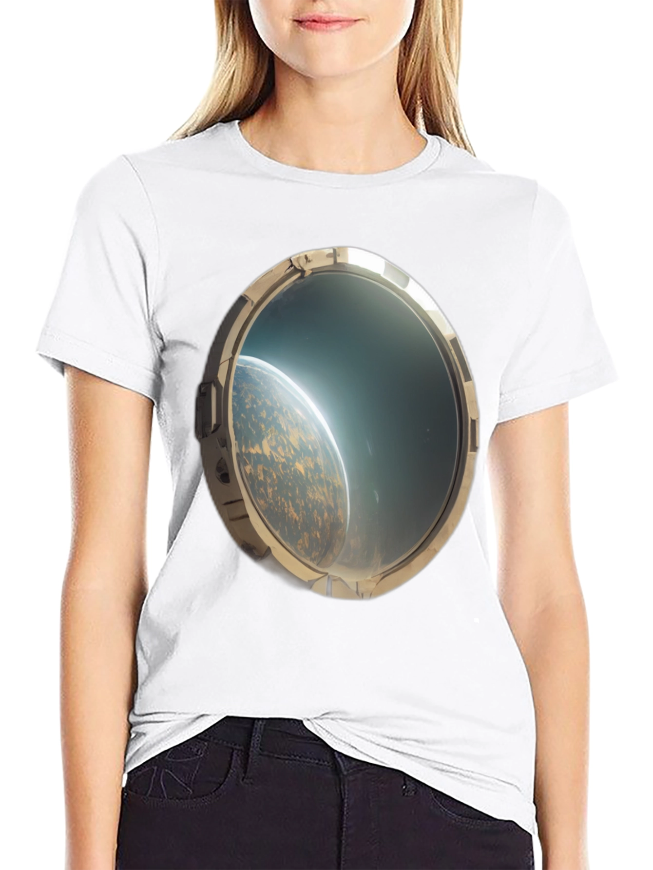 Space Porthole Black Tee - See the Cosmos!