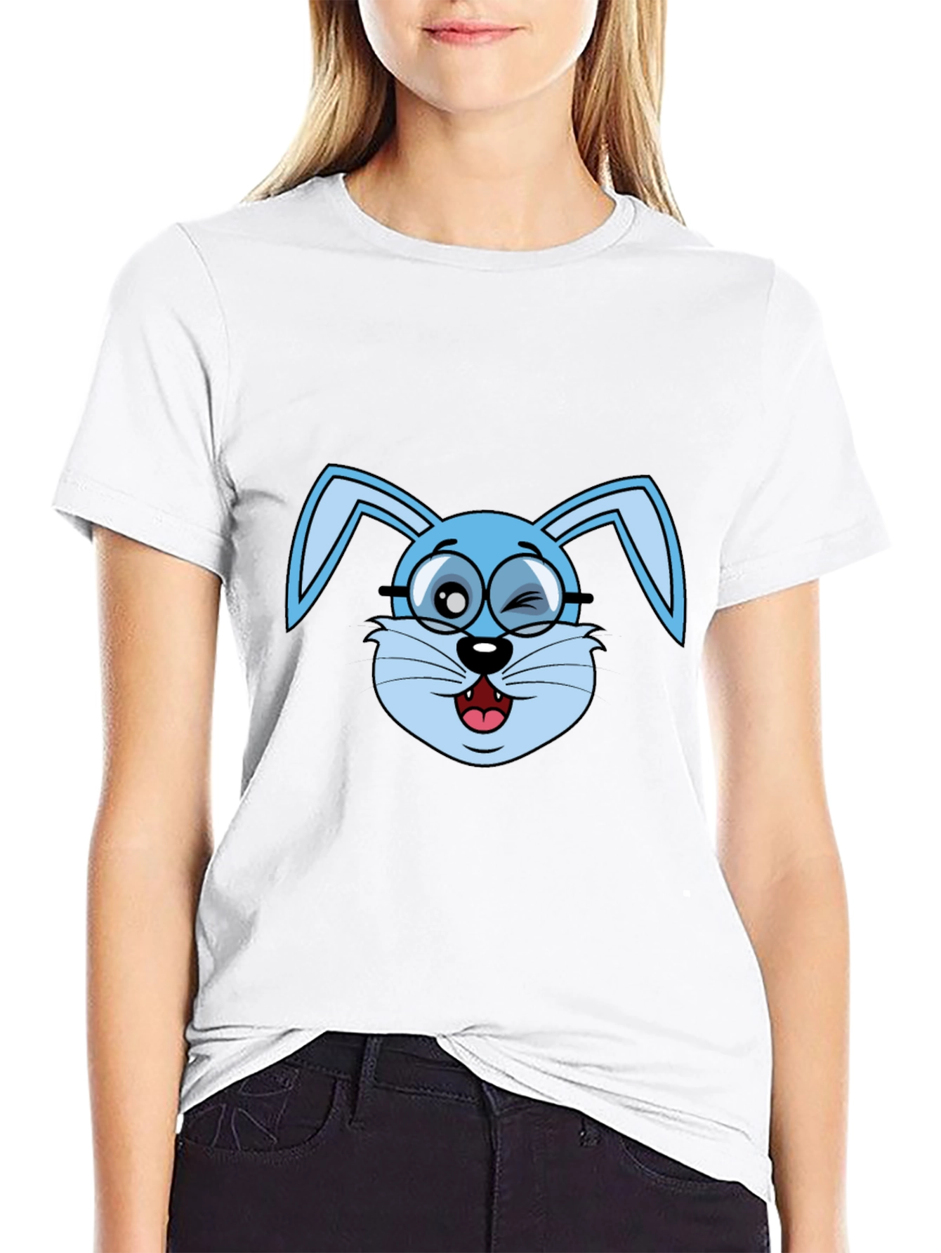 Funny Winking Bunny T-Shirt - Black Cotton Tee