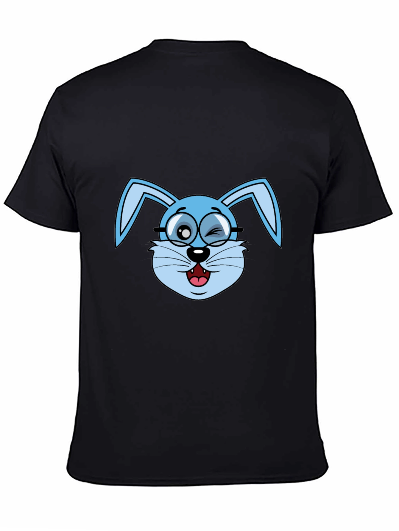 Funny Winking Bunny T-Shirt - Black Cotton Tee