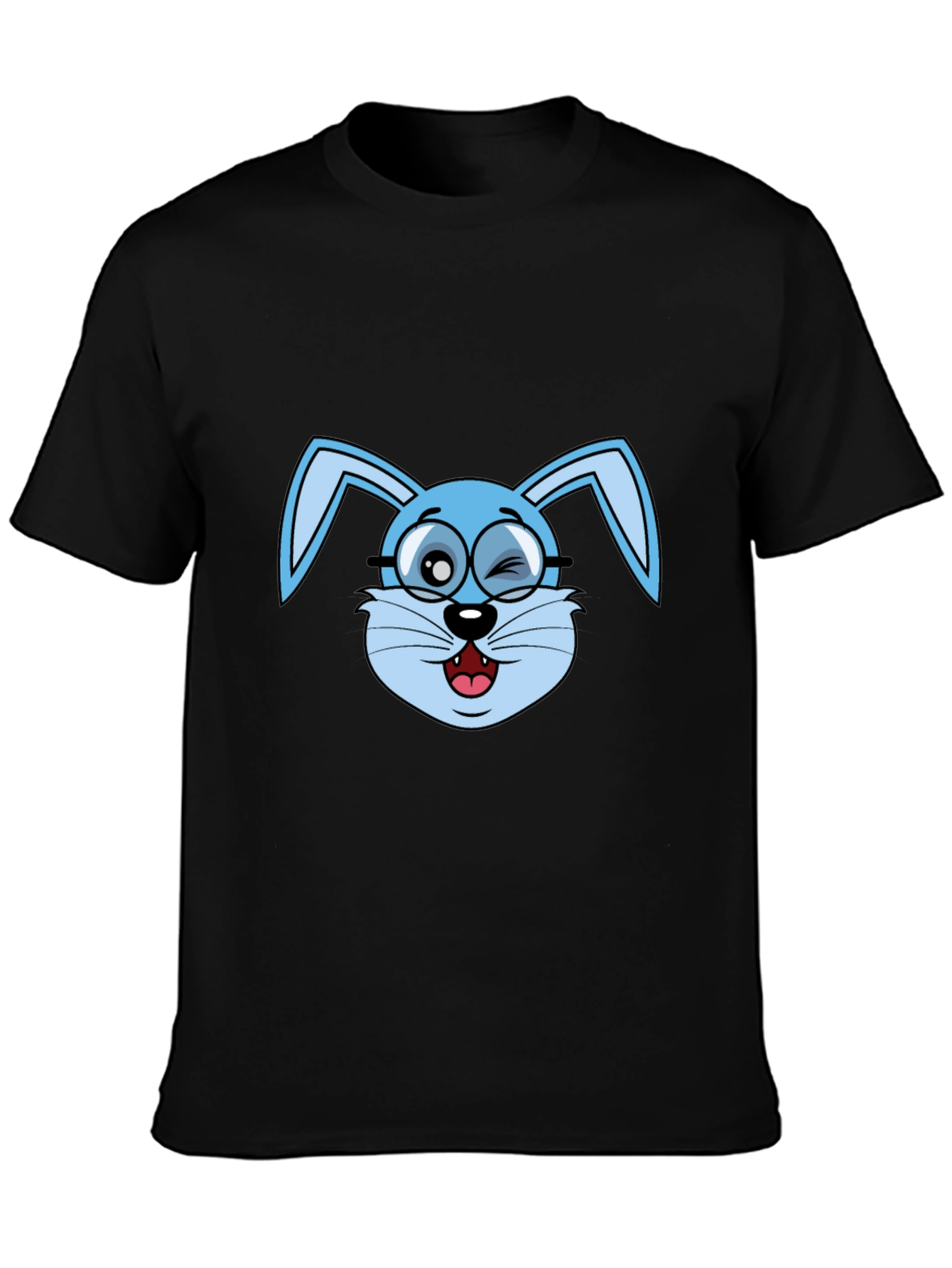 Funny Winking Bunny T-Shirt - Black Cotton Tee