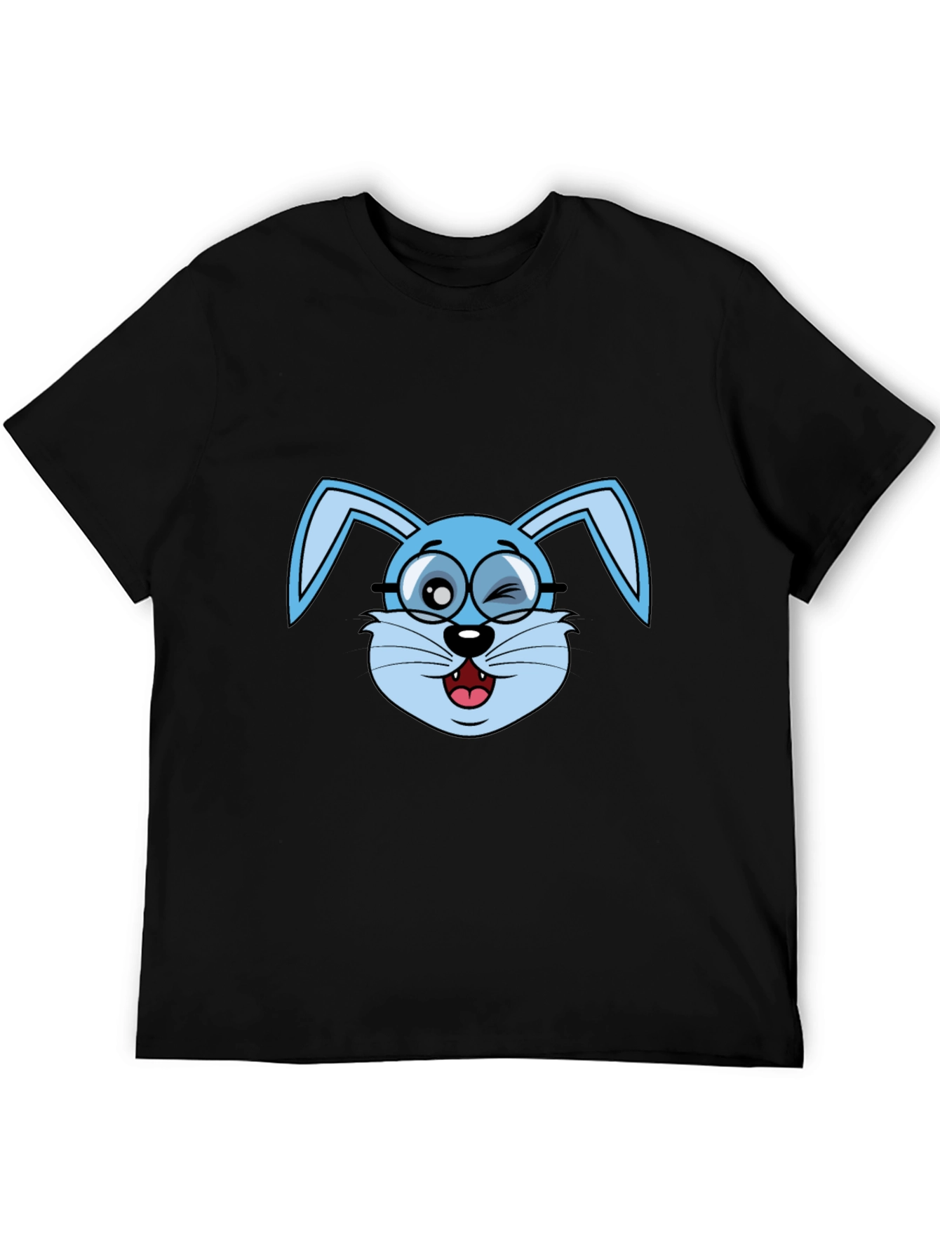 Funny Winking Bunny T-Shirt - Black Cotton Tee