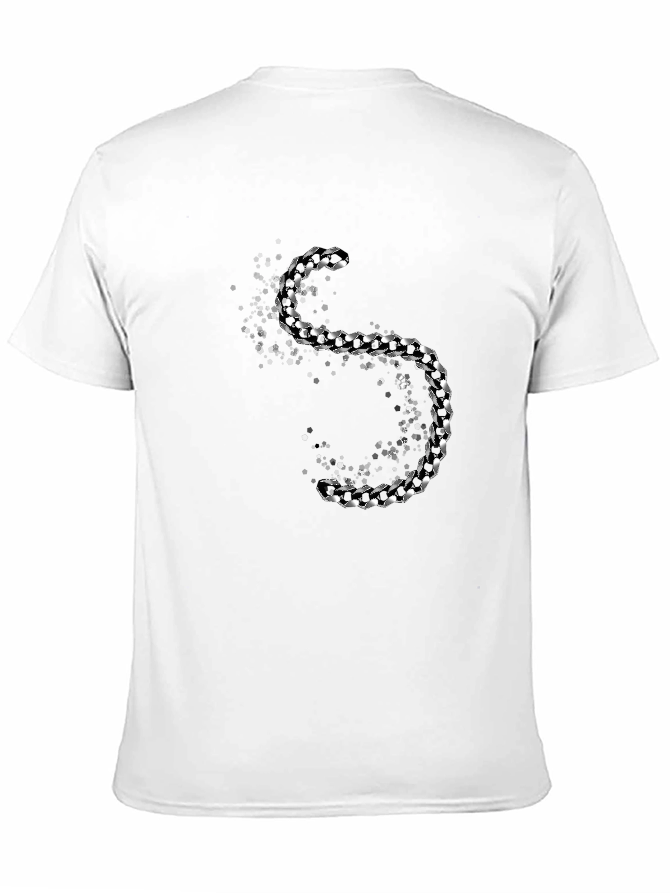 Mens Black T-Shirt with Silver Chain S Design