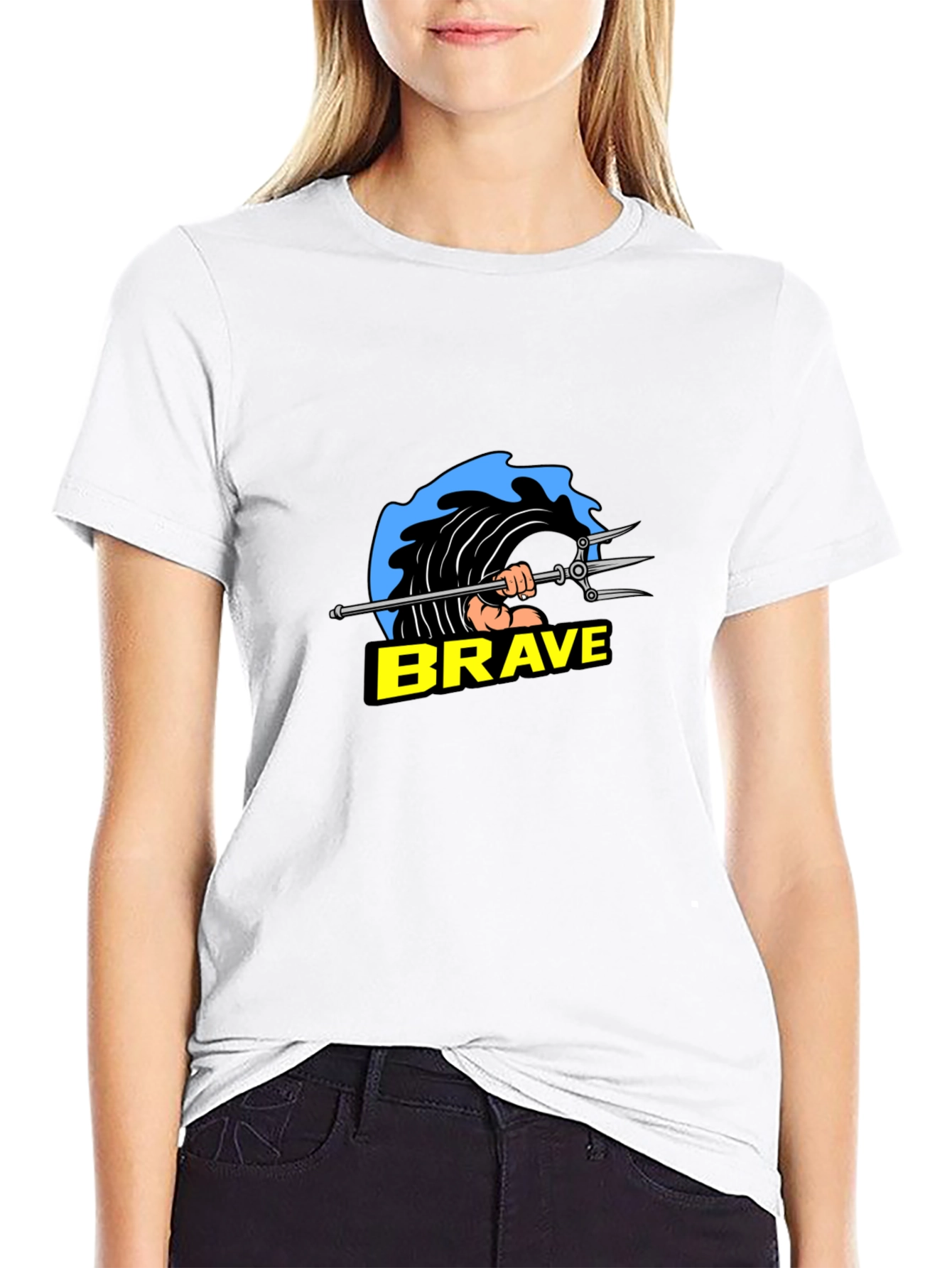 Brave Poseidon Graphic Tee - Black