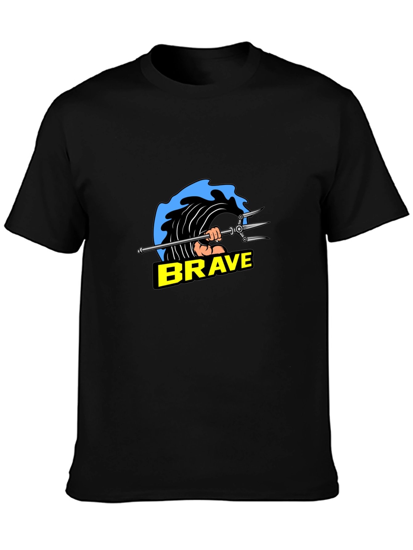 Brave Poseidon Graphic Tee - Black