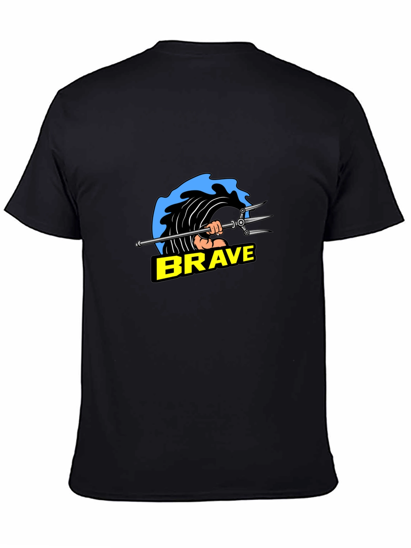 Brave Poseidon Graphic Tee - Black
