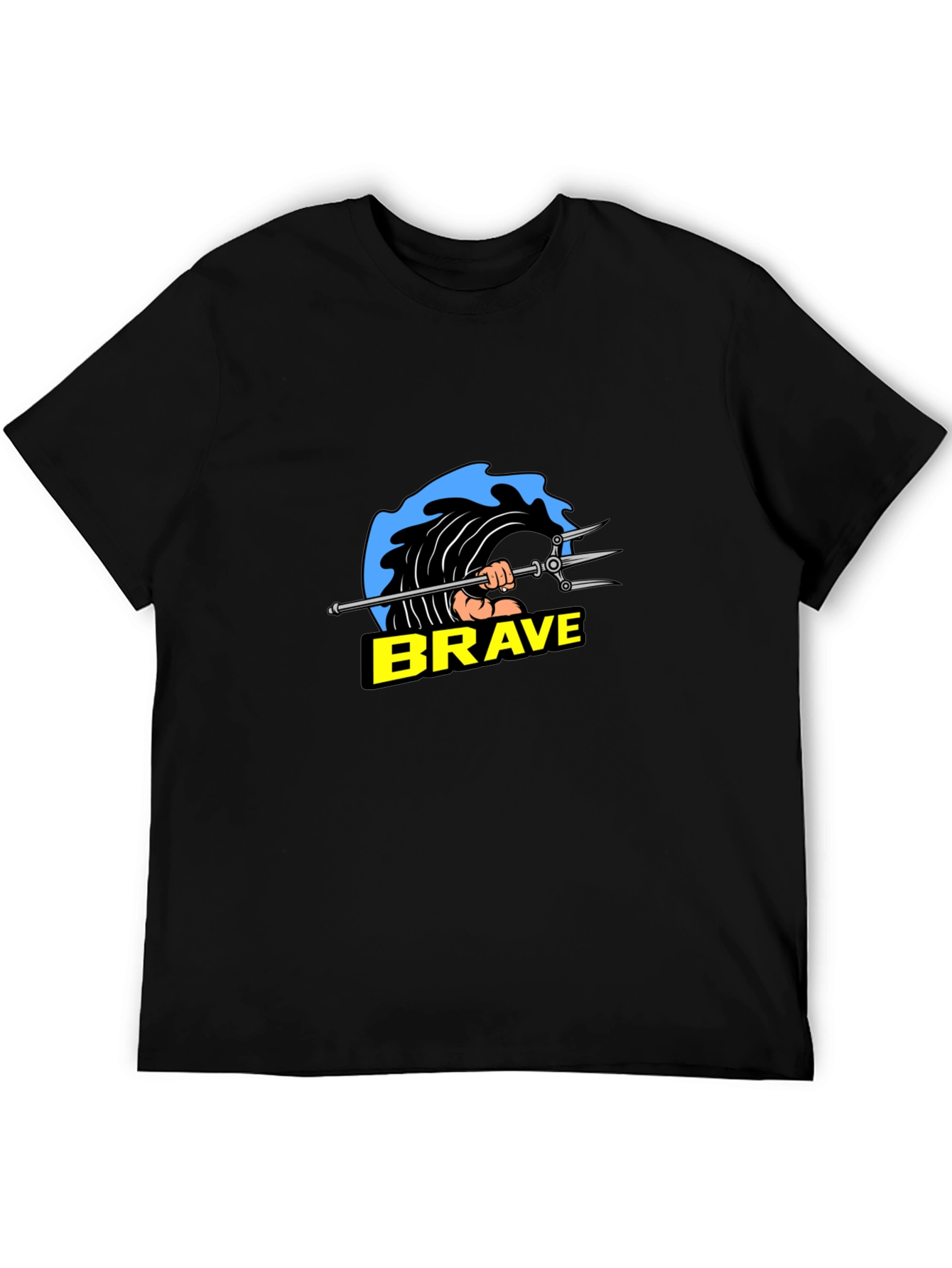 Brave Poseidon Graphic Tee - Black