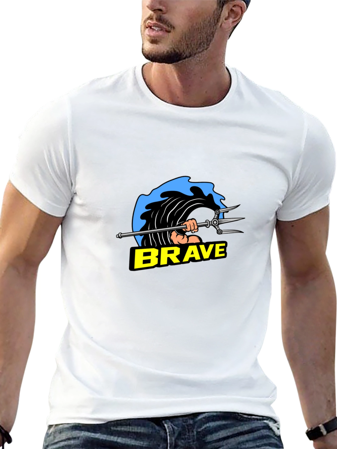 Brave Poseidon Graphic Tee - Black