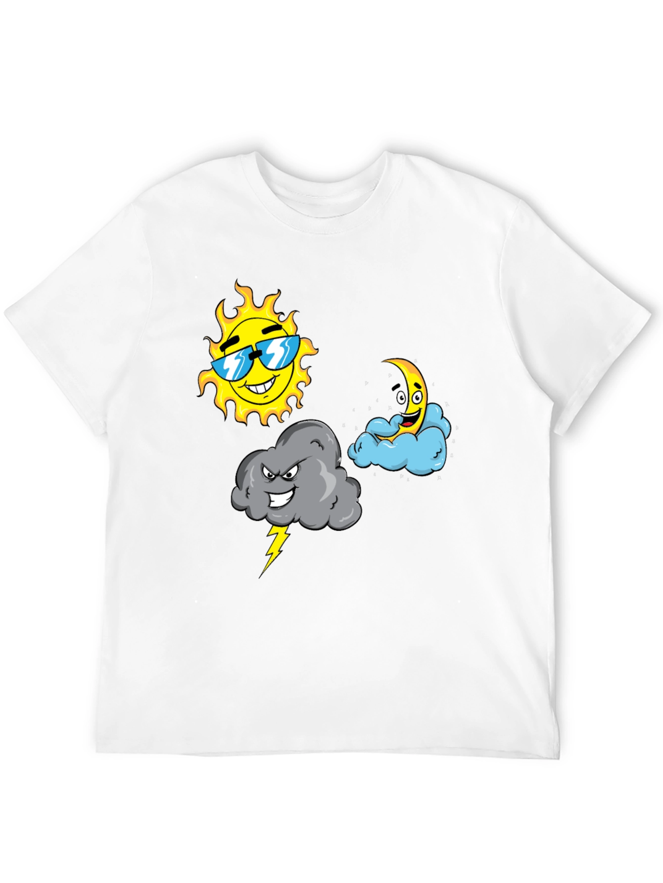 Weather Cartoon T-Shirt - Sun Moon & Storm