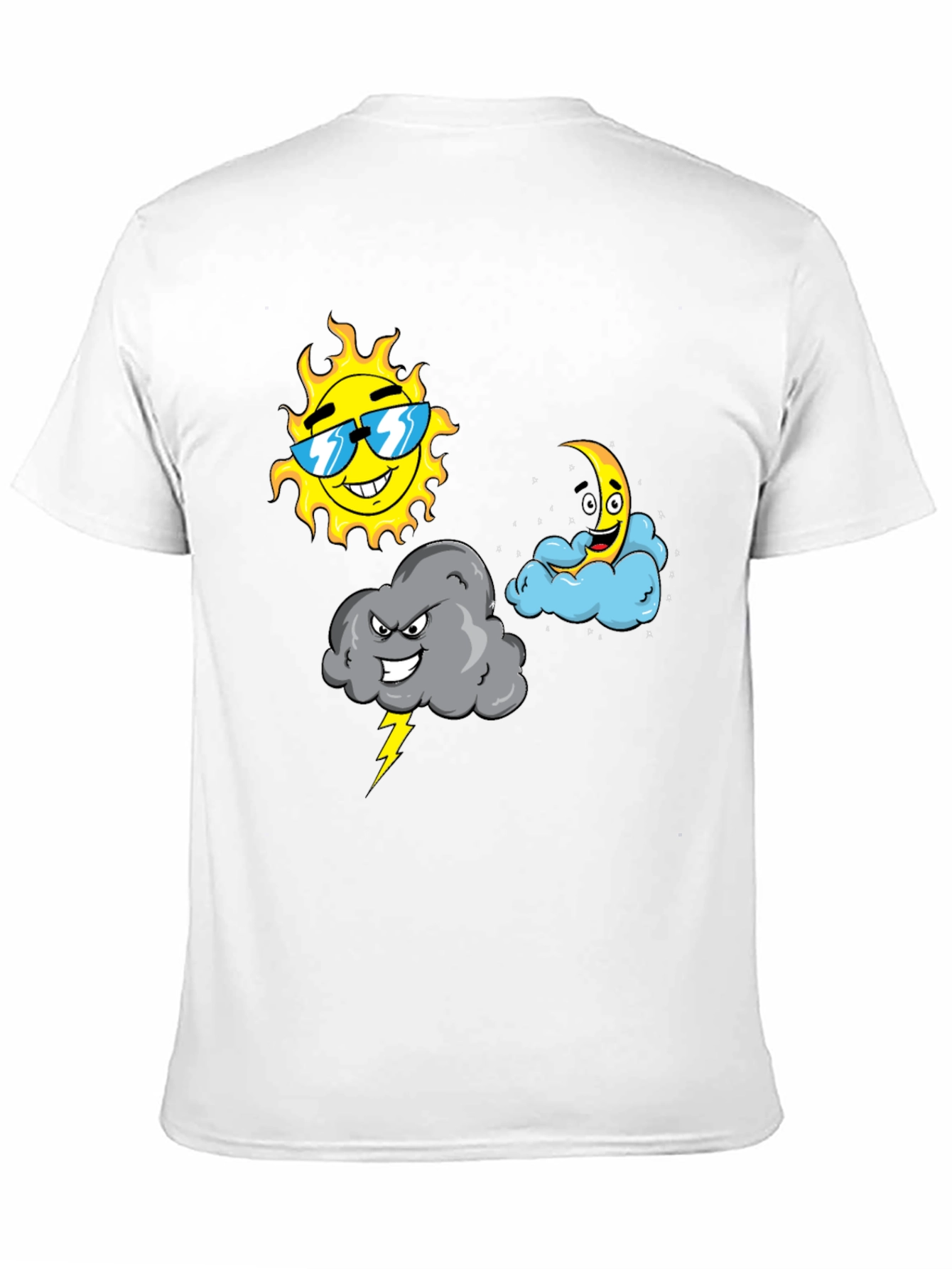 Weather Cartoon T-Shirt - Sun Moon & Storm