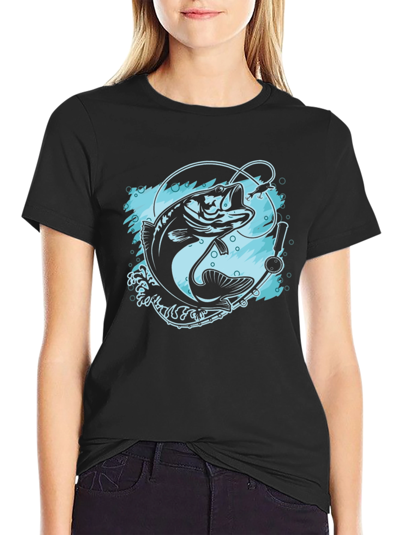 Fishing T-Shirt - Black Bass Design