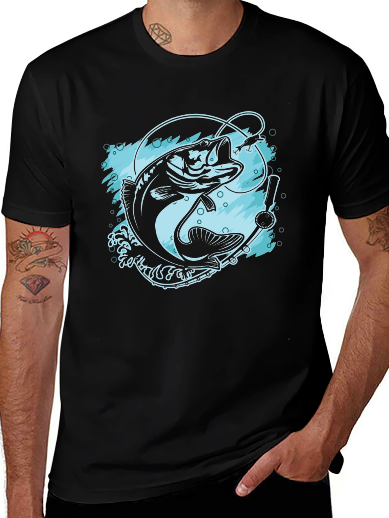 Fishing T-Shirt - Black Bass Design