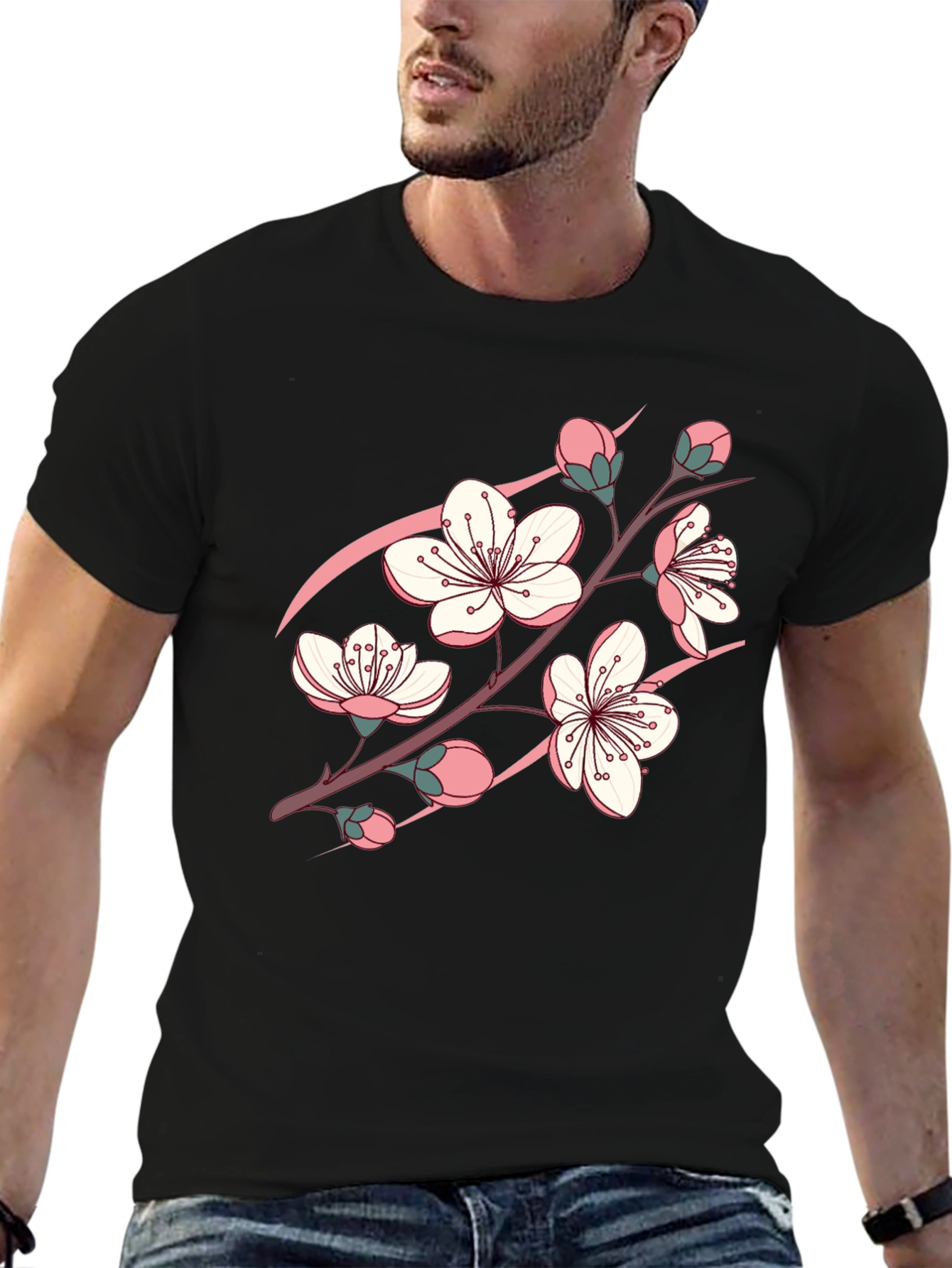 Blossom Graphic Black T-Shirt