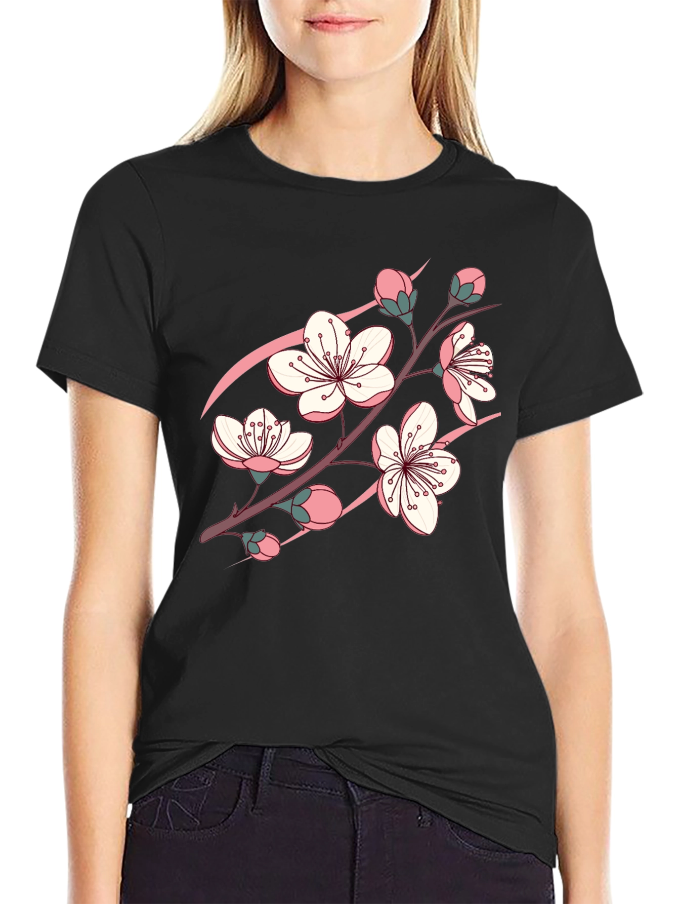 Blossom Graphic Black T-Shirt