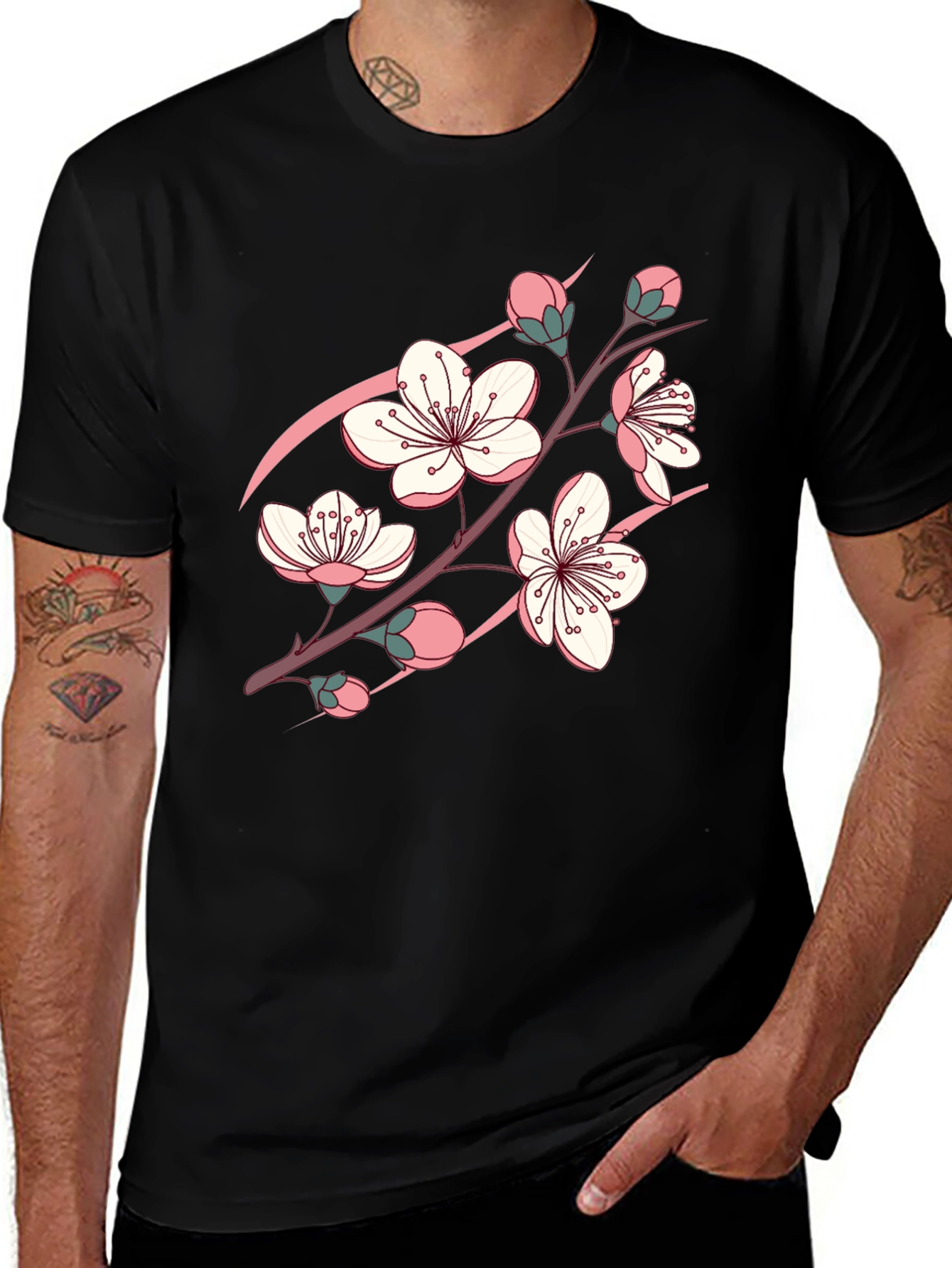 Blossom Graphic Black T-Shirt