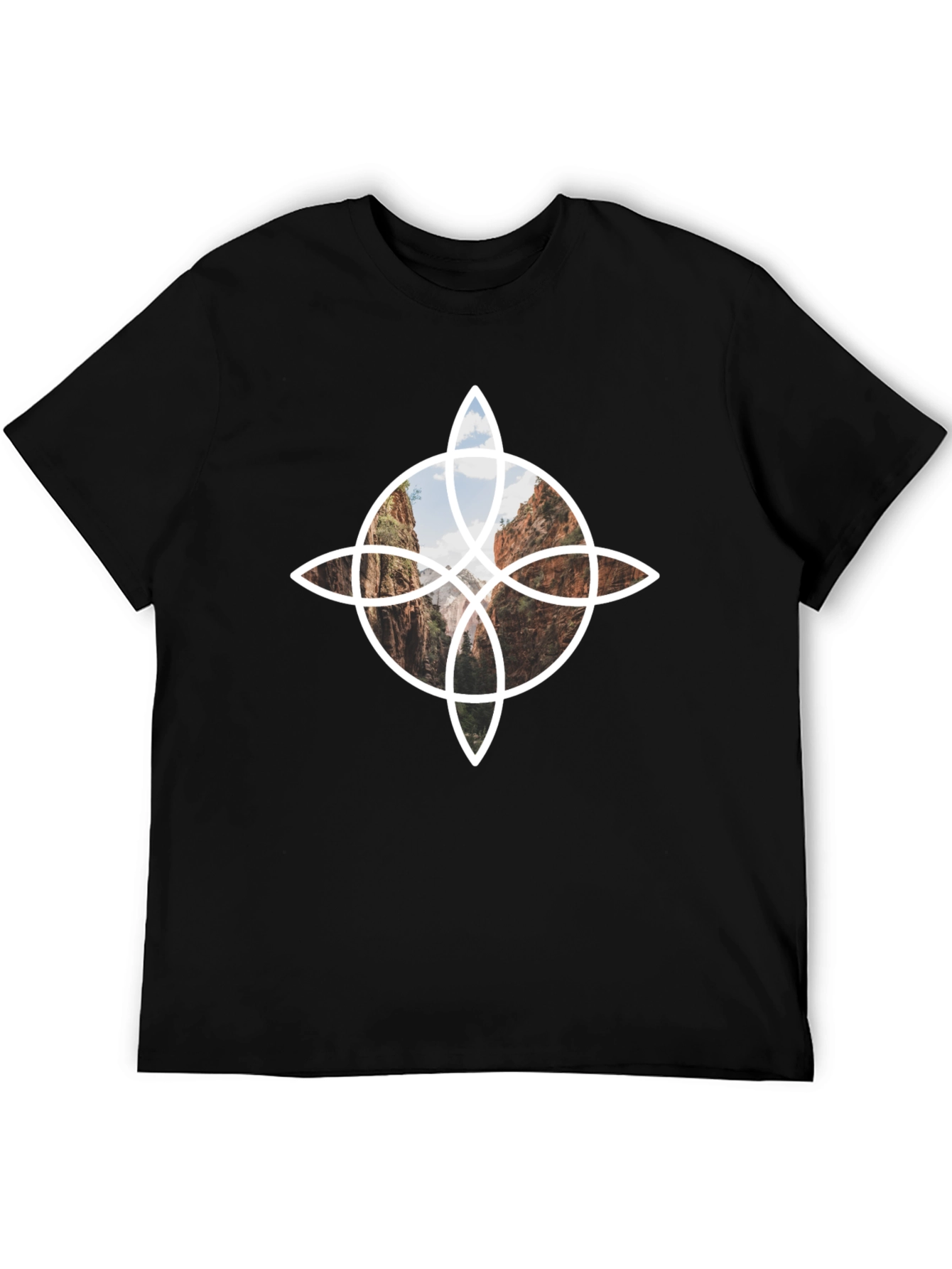 Geometric Landscape Tee - Black Cotton Blend