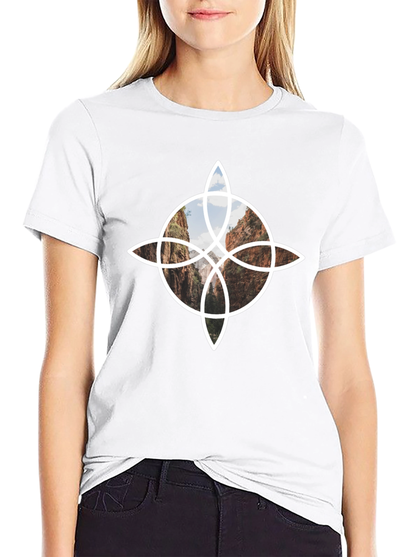 Geometric Landscape Tee - Black Cotton Blend