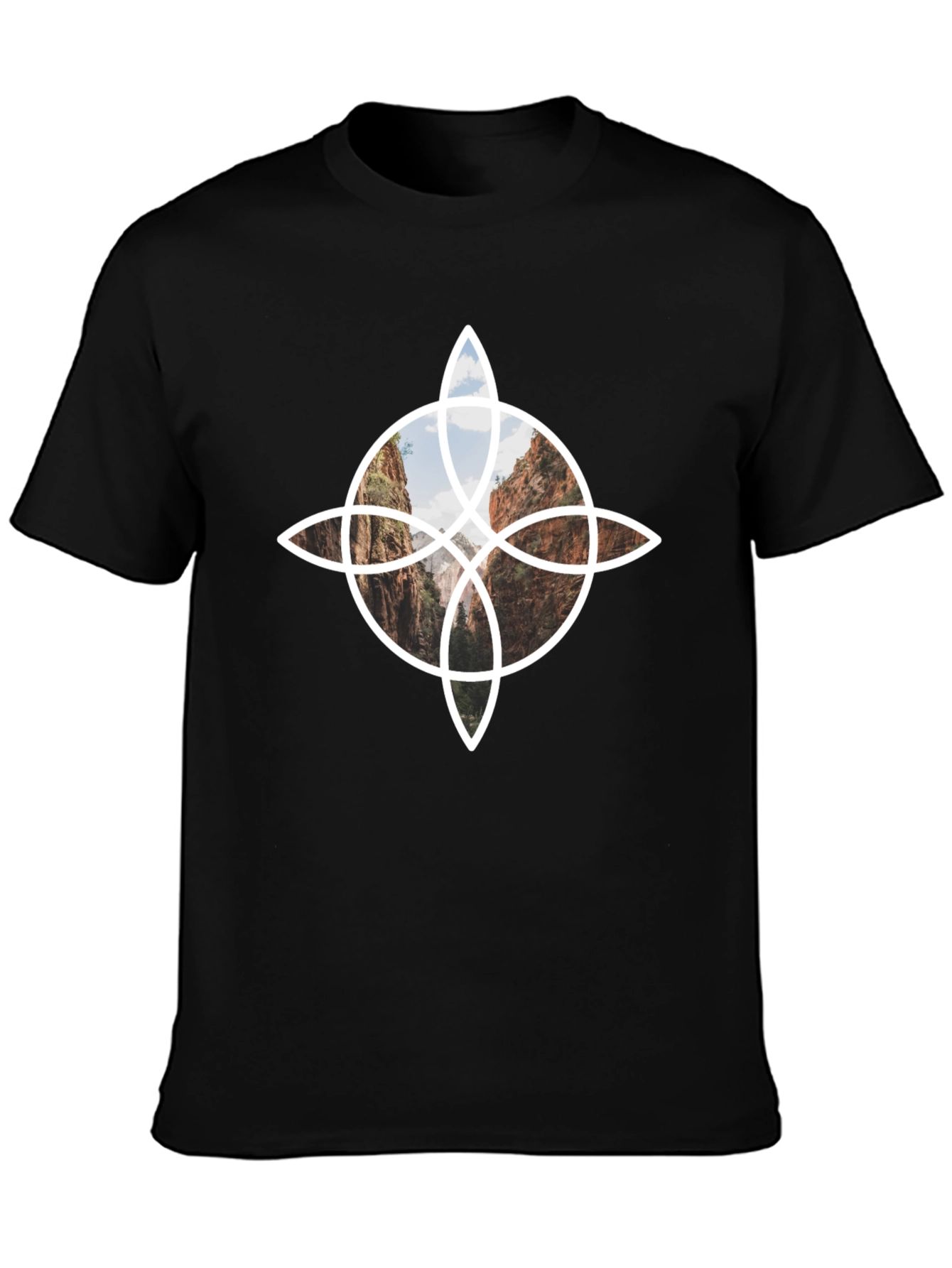 Geometric Landscape Tee - Black Cotton Blend