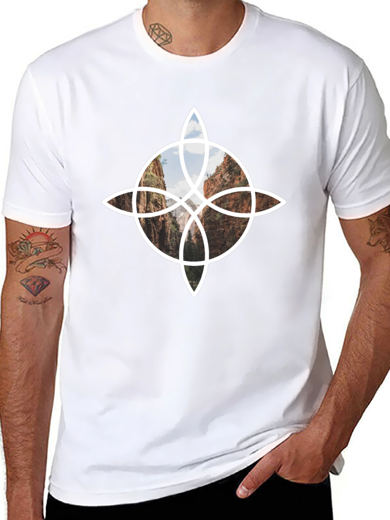 Geometric Landscape Tee - Black Cotton Blend