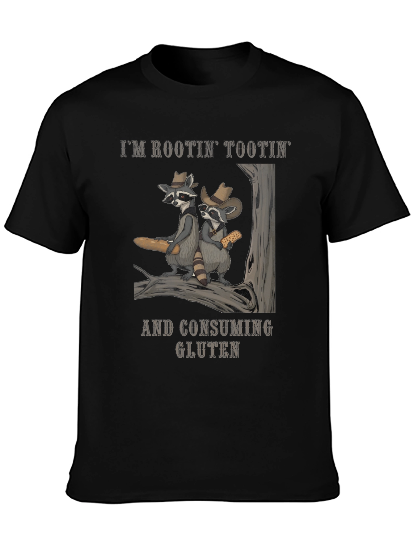 Rootin Tootin Raccoon Gluten Tee