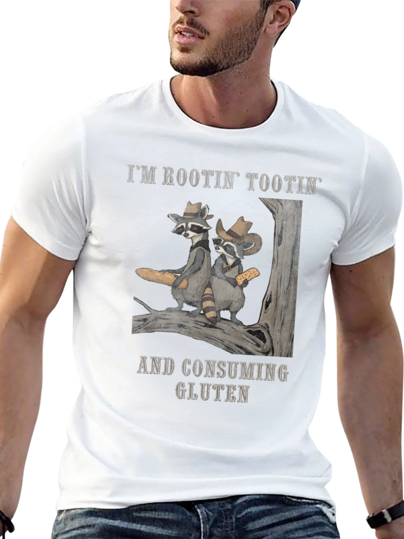 Rootin Tootin Raccoon Gluten Tee