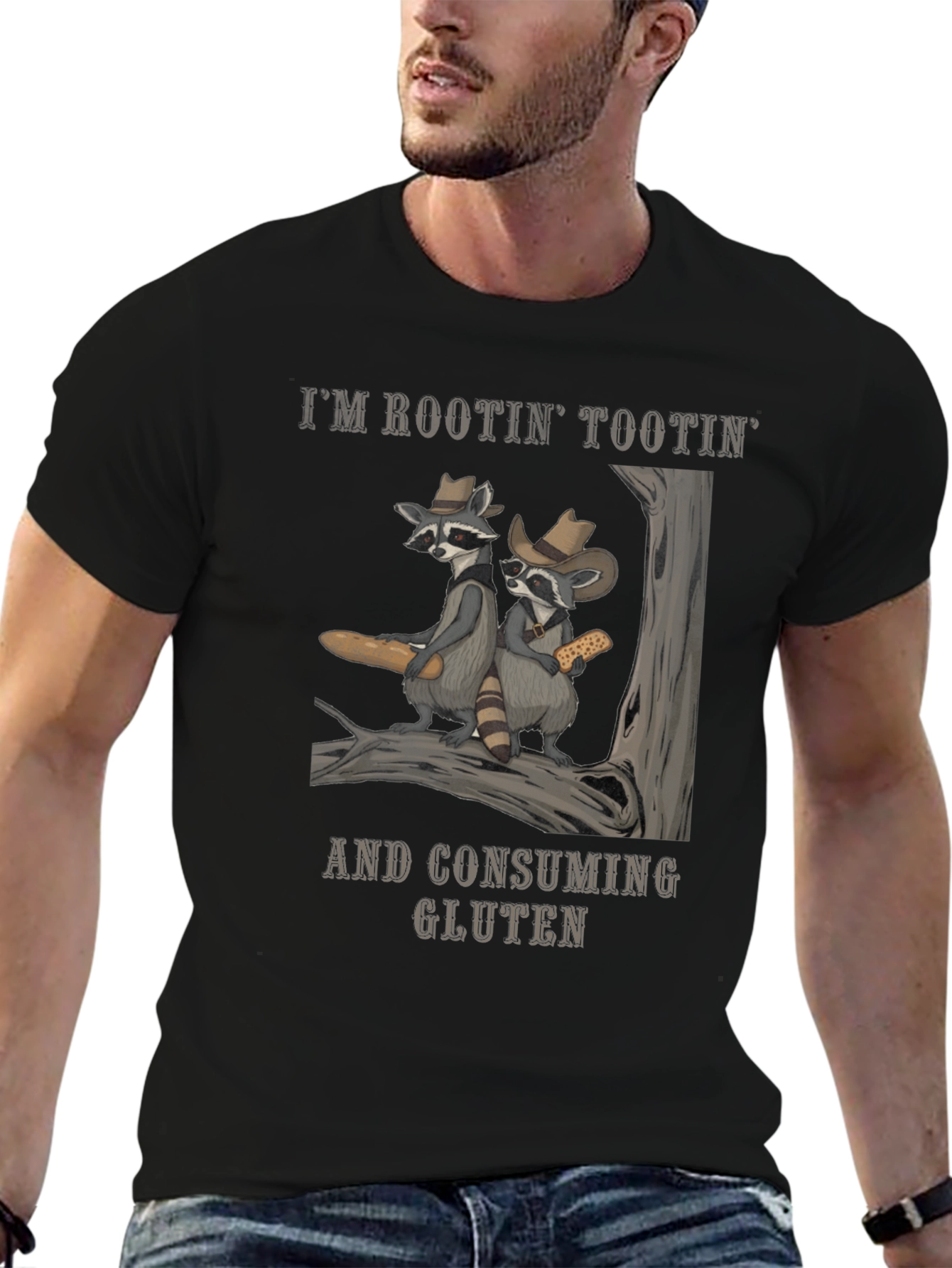 Rootin Tootin Raccoon Gluten Tee