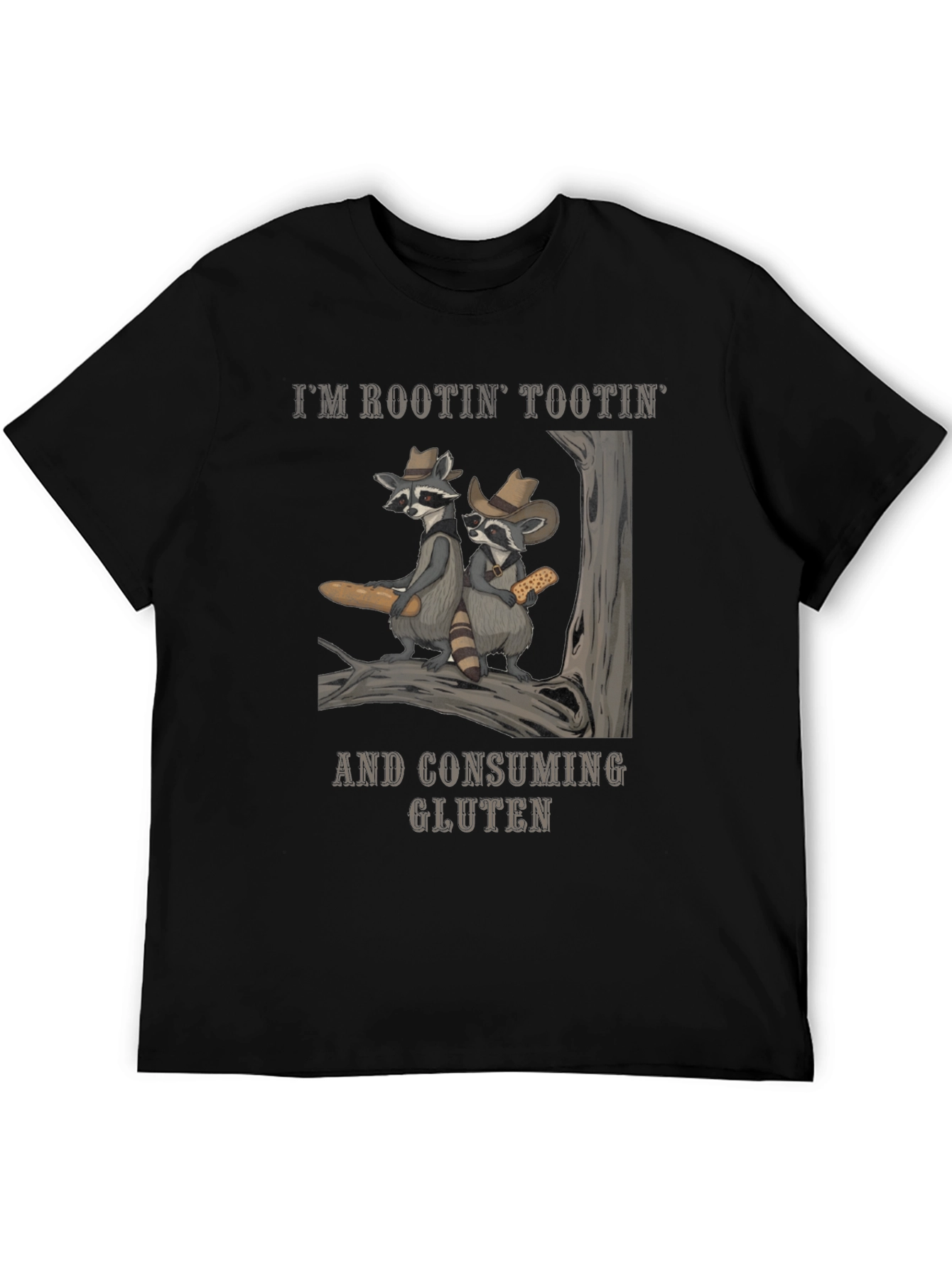 Rootin Tootin Raccoon Gluten Tee