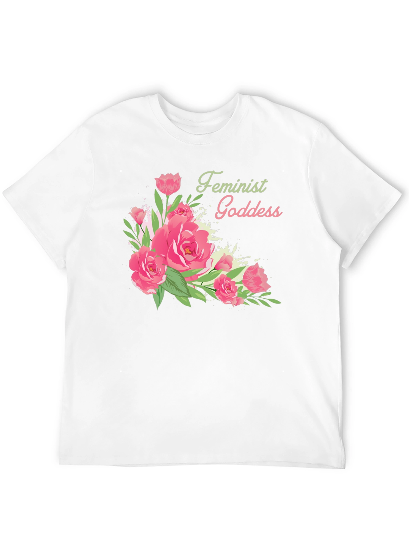 Feminist Goddess Floral Black T-Shirt