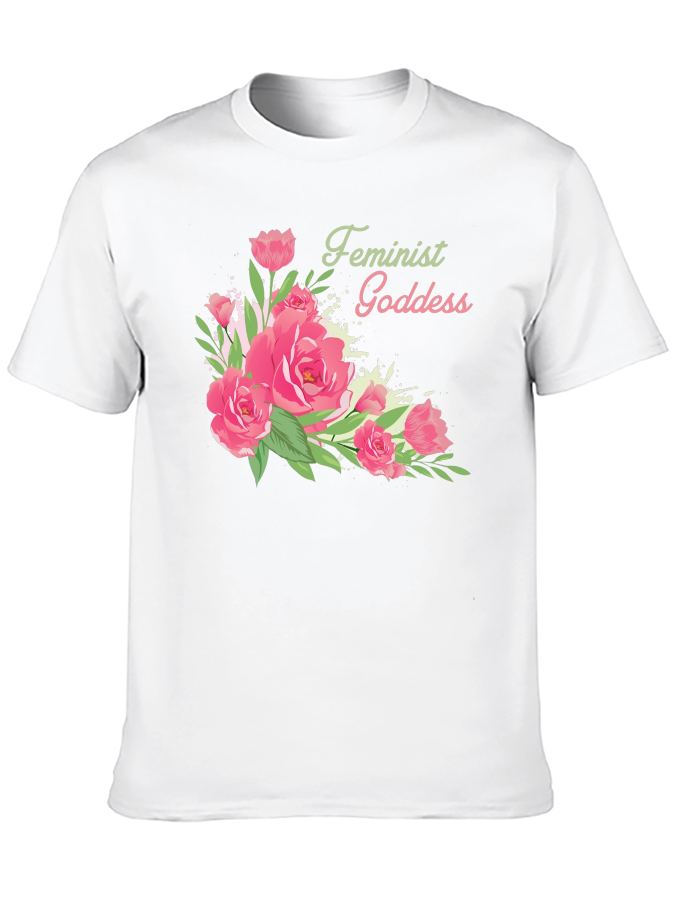 Feminist Goddess Floral Black T-Shirt