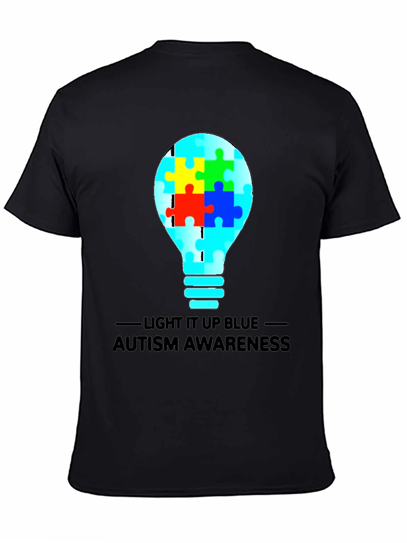 Autism Awareness Light Bulb Graphic Tee - Black