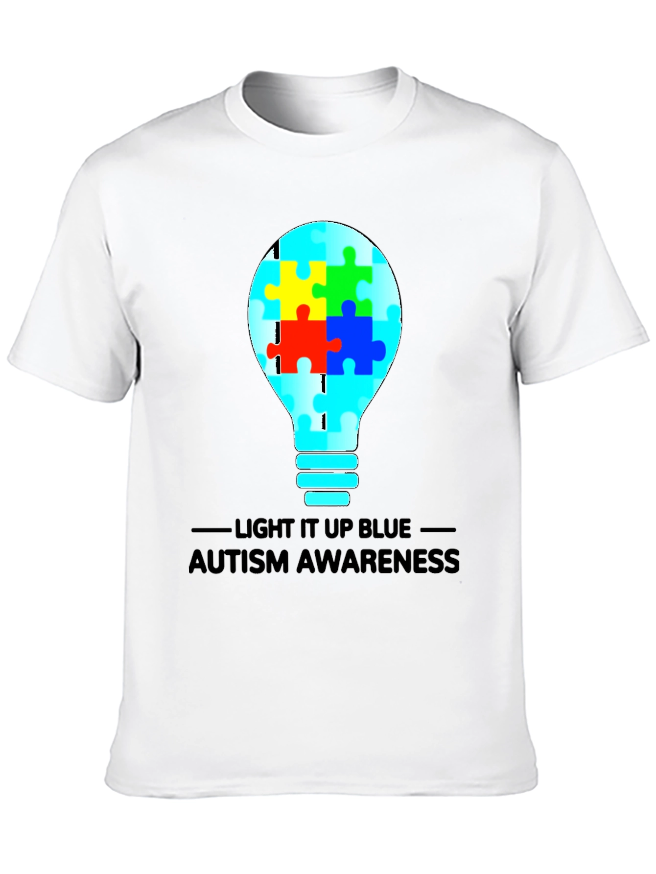 Autism Awareness Light Bulb Graphic Tee - Black