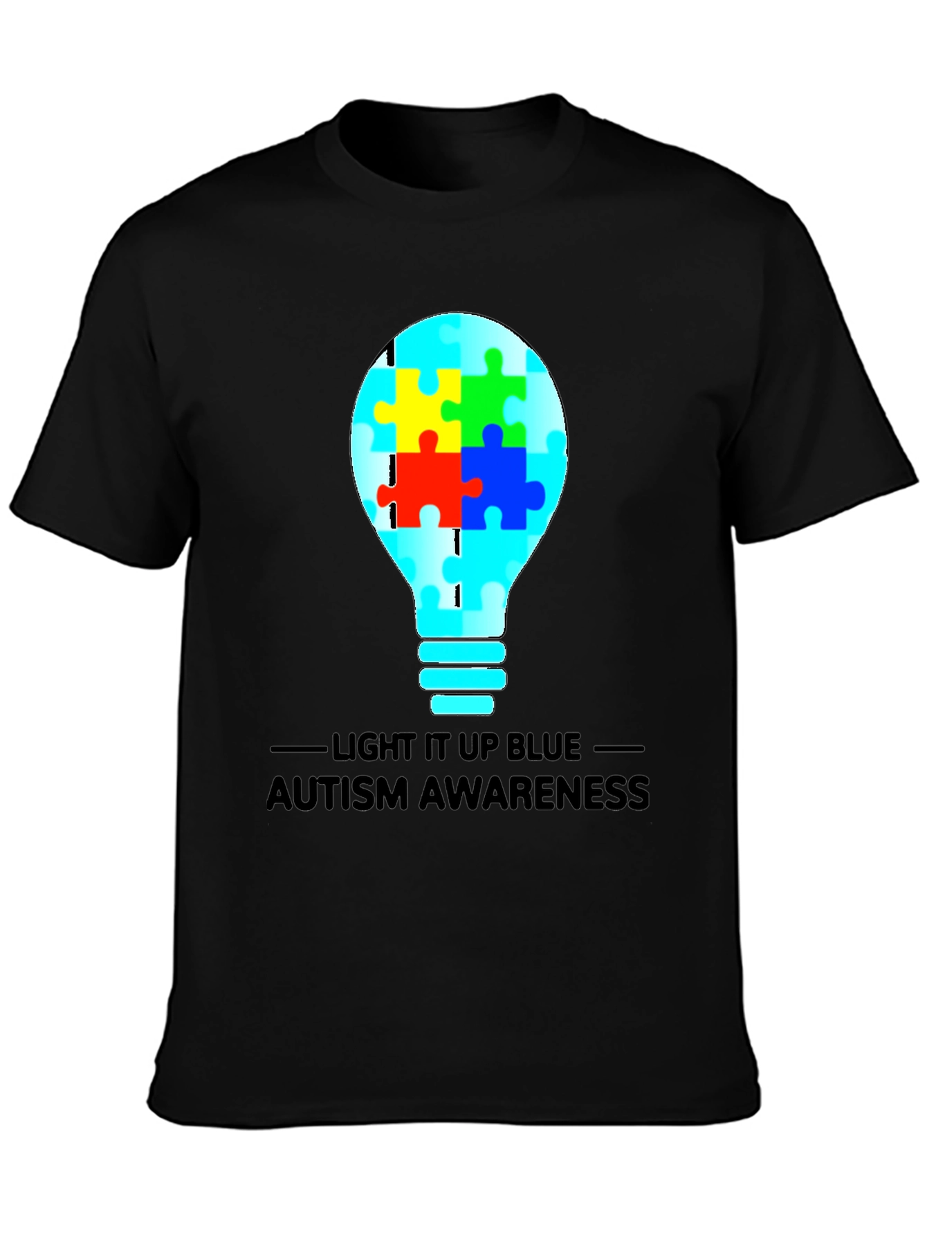 Autism Awareness Light Bulb Graphic Tee - Black