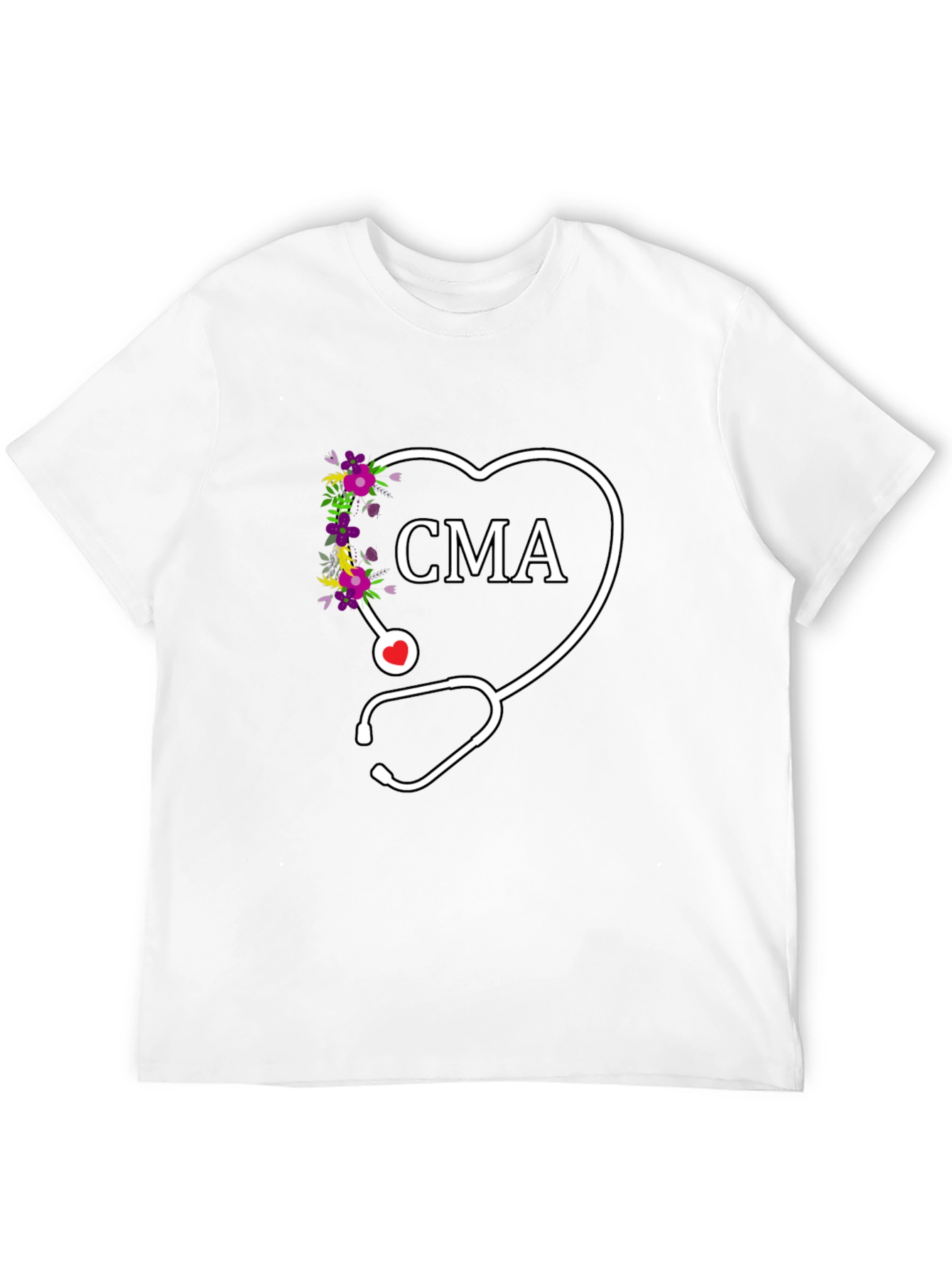 CMA Floral Heart Stethoscope Graphic Tee