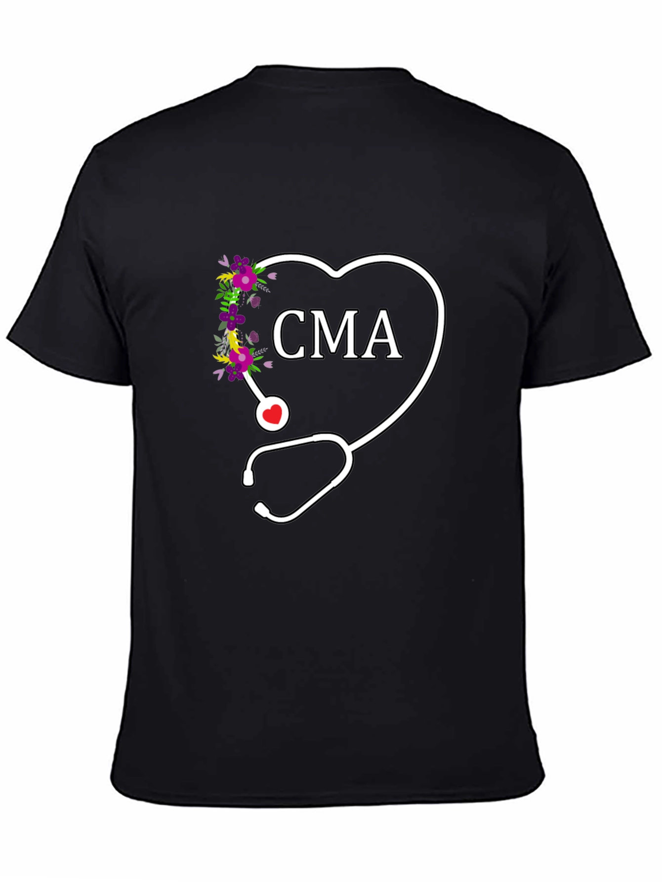CMA Floral Heart Stethoscope Graphic Tee