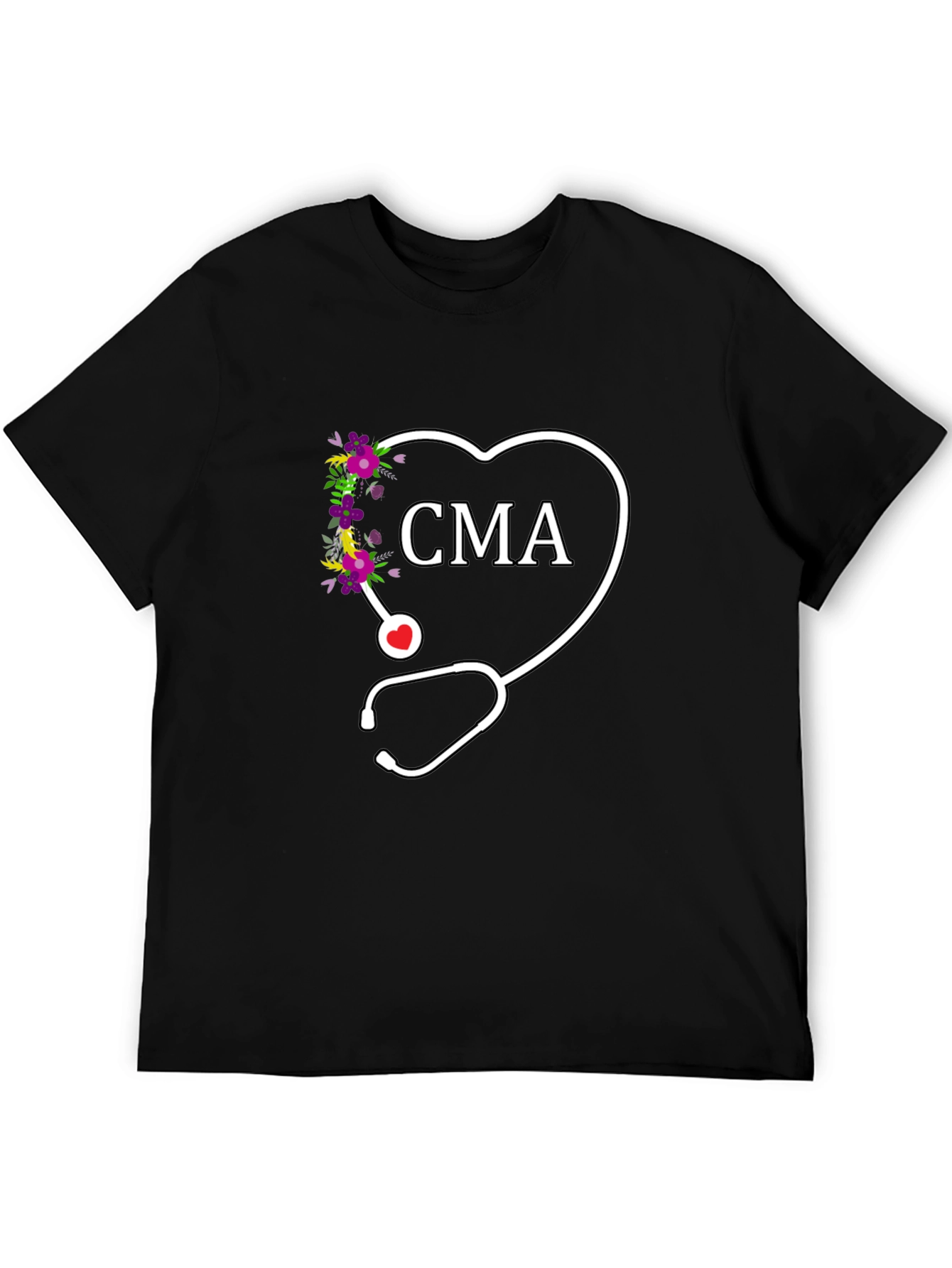 CMA Floral Heart Stethoscope Graphic Tee